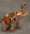Vintage Set Of 4 Elephants Jeweled Beaded Decorative Collectible Figurines