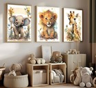 3pcs Kids Safari Nursery Wall Art Cute Jungle Animal Canvas Paintings Baby Wa   