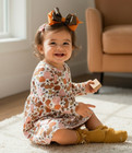 Baby Toddler Girls 2 Piece Thanksgiving Dress   Dress   Matching Hair Bow   New 