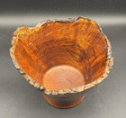 Stunning Live Edge Cherry Wood Bowl  Turned Base  5 5  Tall   6 5  Opening