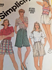 Simplicity 6377 Shorts Bermuda Walking Pleated Sewing Pattern Ladies 10 Uc Vtg