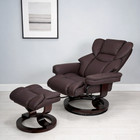 Faux Leather Massage Heated Swivel Recliner Chair For Apartment With Ottoman