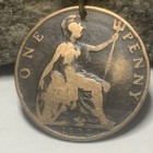 1902 Uk Real Circulated Antique Large Coin Pendant  King Edward Vii  Great     