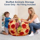 Lukeight Pizza Stuffed Animals Storage Bean Bag Chair Cover For Kids Teens Cozy