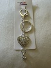 Heart W key Purse Charm key Chain All Silver Plated Tone