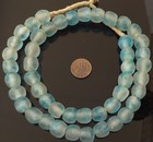 14mm Handmade Krobo Recycled Glass Turquoise Multi African Trade Beads-ghana 