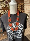 Gary Tsosie Attributed Navajo 5 Strand Red Coral Turquoise Sterling Necklace
