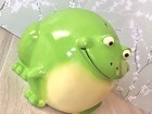 Vintage Frog Piggy Bank Rare Round Ball Shaped Frog Green Unique Frog Decor 