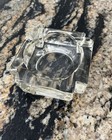 Art Deco Clear Glass Square Ashtray Ice Block Thick Heavy Glass Trinket Box  Mcm