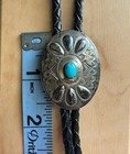 Vintage Native American Sterling Silver And Turquoise Bolo Tie