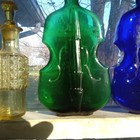 Pretty Deep Green Pontiled Violin Figural Bottle 9 5 8  large Size Viobot