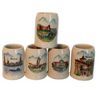 Vintage Set Of 5 Beer Steins Scenic German Landmarks 10oz Ceramic Mugs W Handle