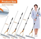 Toovem 15   Lawn Thatching Rake With Heavy Duty Steel Tines   Ergonomic Handle