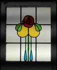 Midsize Old English Leaded Stained Glass Window Macintosh Rose 21 5  X 26 25 