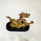 Gold Color Dragon Figurine With Ingots On Stand - Resin