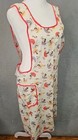 Vintage Retro Floral   All Over Mushroom Print Tie Back Kitchen Apron 60 s 70 s 