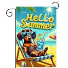Hello Summer Garden Flag Dachshund Dog Flag 12x18 Inch Double Sided Sea Beach 