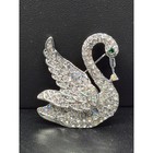 Swan Brooch Silver Clear Ab Rhinestone Bird Pin