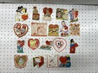 Vintage 1930s Die Cut Valentine Greeting Cards Lot 19 Small Hearts Art Deco
