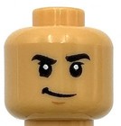 Lego New Medium Tan Minifigure Head Dual Sided Black Eyebrows Dimple