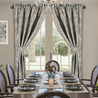 Luxury Damask Blackout Curtains 2 Panels 52x84 Inch With Tiebacks Grey Chenille