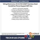Viking Electronics Vk-k-1700-3ewp Stainless Steel Handsfree Phone W Keypad Ewp