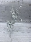 Vintage Hand Blown Clear Art Glass Rearing Unicorn Figurine Murano Style