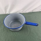 Enamelware Speckled Sauce Pan Blue   Gray Farmhouse Grannycore 3 Quart Camping