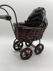 Vintage Antique Buggy Stroller Baby Carriage Wicker Metal Wood 7    Decor Preowned