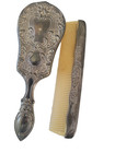 Vintage Silver Plated Vanity Dresser Hair Brush   Comb Floral 8 