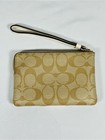 Coach Signature Pvc Leather Corner Zip Wristlet In Light Khaki And Chalk  New