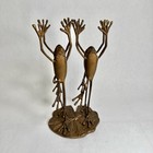 Vintage Brass Dancing Frogs Mcm Letter Holder Whimsical Kitschy Cottage