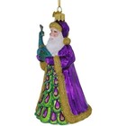 Noble Gems Santa With Peacock Glass Christmas Tree Ornament Nb1488