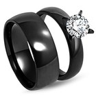 Sabrina Wedding Ring Set For Women Cz Stainless Steel Band And Enagaement Rin   