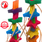 Bonka Bird Toys 1510 Chunky Star Wood Leather Chew Large Parrot Cage Toy Conure