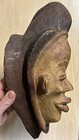 Vintage Hand Carved African Wood Mask Ghana Tribal Wall Art Sculpture Decor