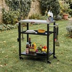 Feasto 3-tier Outdoor Grill Cart  26 6  X 16 1  Compact  Stainless Steel