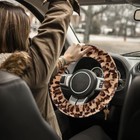  Fuzzy Car Steering Wheel Cover  Universal Short Hair Brown dark Brown Leopard