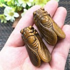 Natural Tiger s Eye Stone Carved Cicada Quartz Crystal Stone Pendant Healing