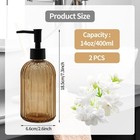 2 Pack 14oz Amber Glass Soap Dispenser With Black Pump     Refillable For Hand S