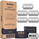 100 Pack Double Edge Safety Razor Blades - Platinum Stainless Steel  Smooth Shav