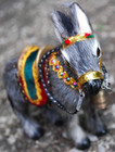Vtg 5 25  Handmade Donkey Burro Figurine Gold Saddle Ornate Reins Real Goat Fur