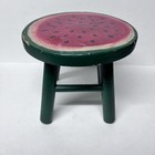 Vtg Wooden Stool Handcrafted Step Stool Foot Stool Rustic Farmhouse Watermelon