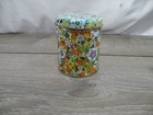 Vintage Floral Pattern Metal Tin Canister Storage Box Container Colorful 4 75 