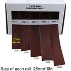 5 Roll Dry Grinding Emery Sanding Belt Polishing 150-600  Grit Sandpaper 25mm 6m
