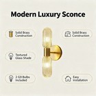 2pc Solid Brass Glass Vanity Light Modern For Bathroom Bedroom Hallway