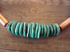 Native American Indian Hand Strung Turquoise Copper Graduated Saucer Bead Nec   