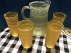 Vintage Spaghetti String Pitcher   4 Tumbles Glasses
