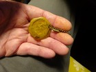 C1930s Unusual Domed Hand Painted Keychain  catalin Bakelite Dog  Neat 1