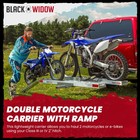 Black Widow Double Motorcycle Carrier With Ramp For 2  Hitch  600 Pound Capacity